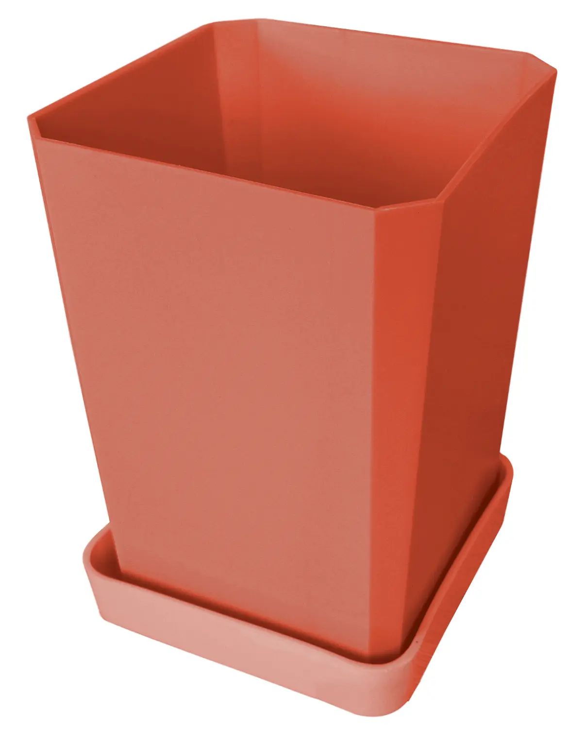 Горшочек пластиковый для рассады (горшок, дно, поддон), розовый(терракотовый), 0,75 л, шт