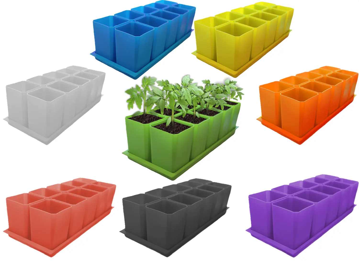 Набор пластиковых горшков для рассады (горшок 0,75 л, дно, поддон), розовый(терракотовый), 10 шт/уп