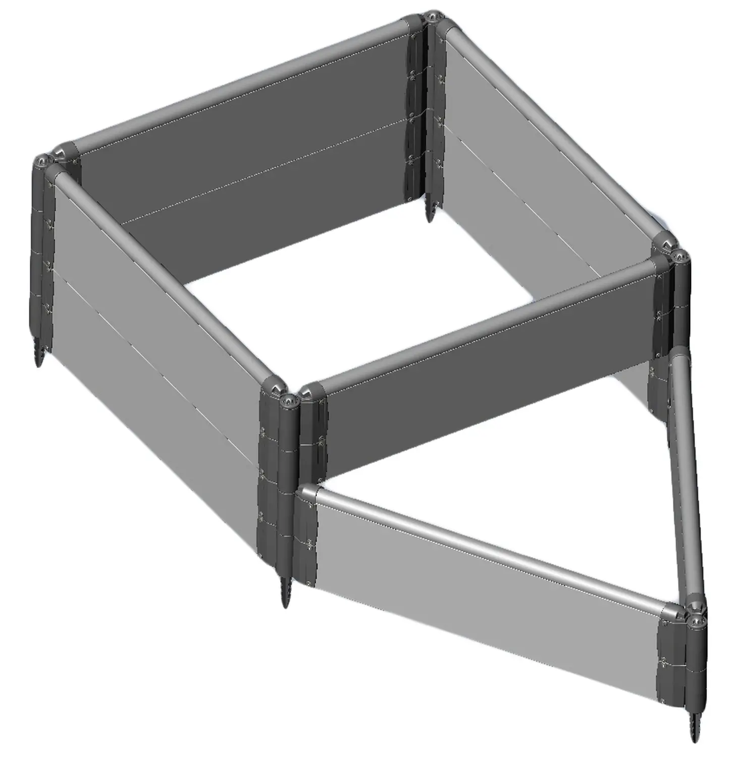 Клумба-конструктор из ПВХ, серый, (h 0,22 м, 3 панели * 0.9 м), уп