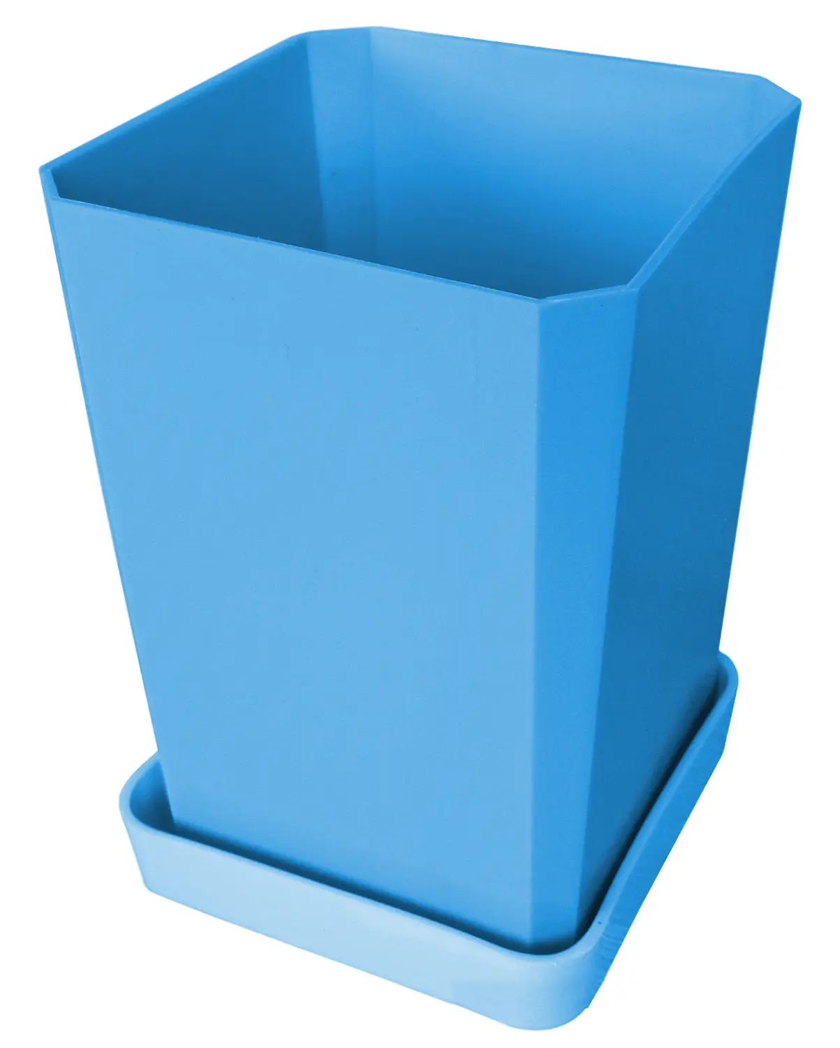 Горшочек пластиковый для рассады (горшок, дно, поддон), голубой, 0,75 л, шт