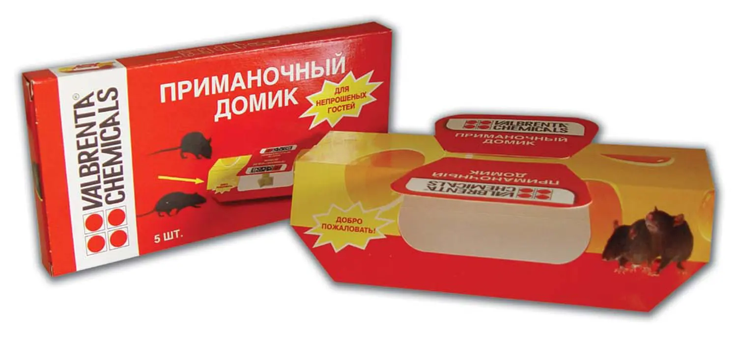 Приманочный домик (клеевая ловушка для мышей), 5 шт/уп