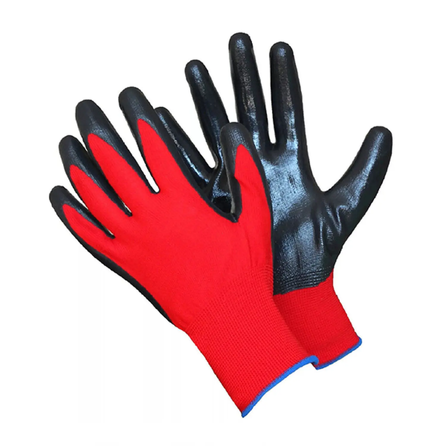 Перчатки нейлоновые с нитриловым покрытием Люкс (красно-черные), арт 412