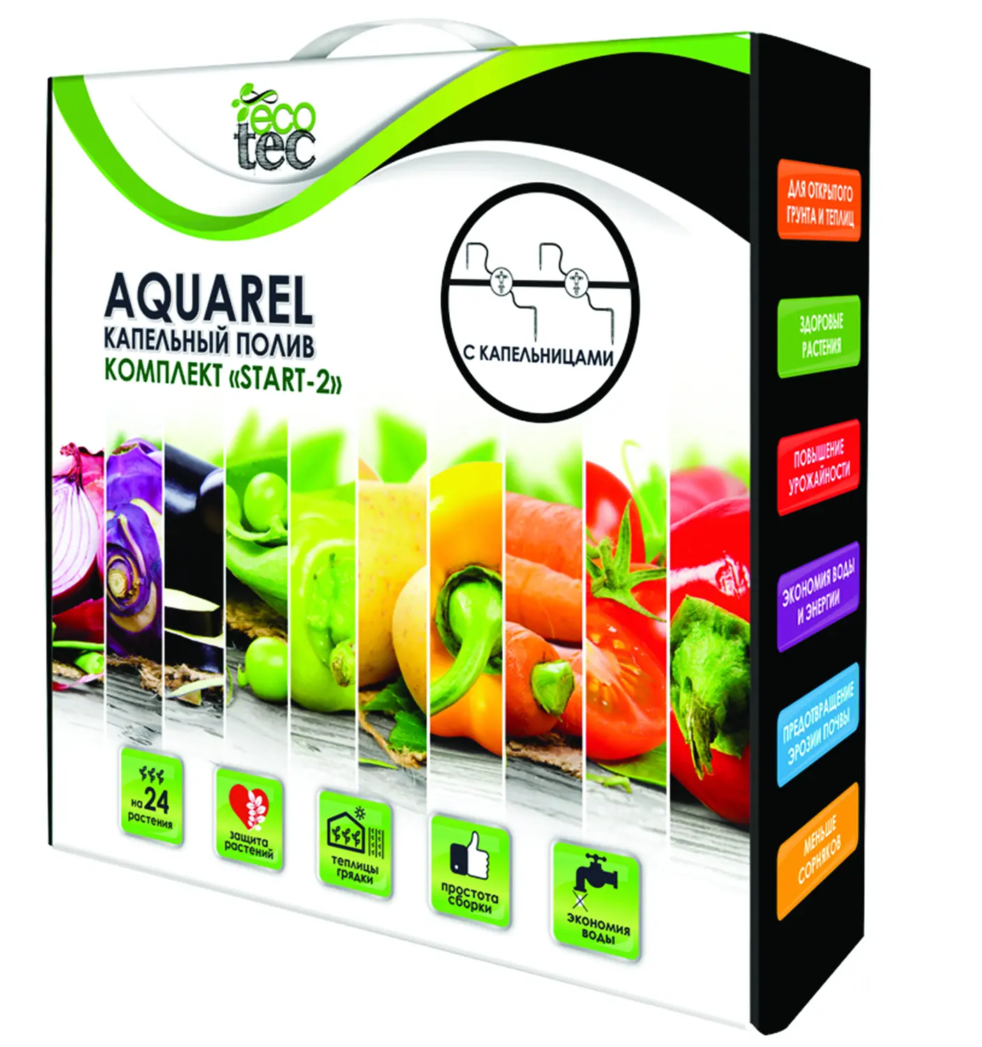 AQUAREL, Комплект для капельного полива "Start-2" с капельницами 24 шт, уп