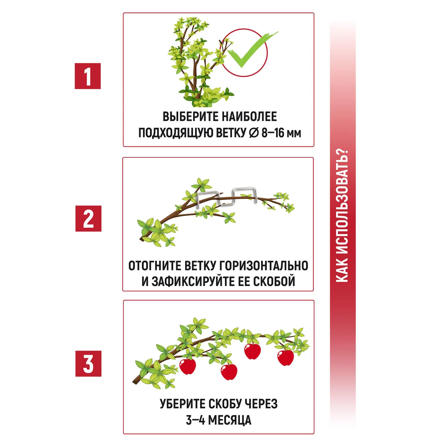 Скобы M-образные для фиксации веток (веткодержатель), сталь, 10 шт/уп