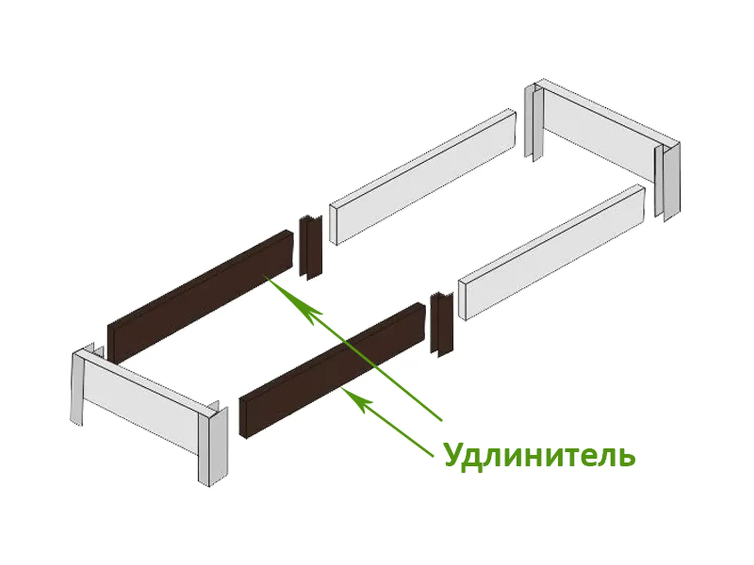 Грядка фактурная из ПВХ, венге, 2,0 х 0,7 х 0,2 м, уп