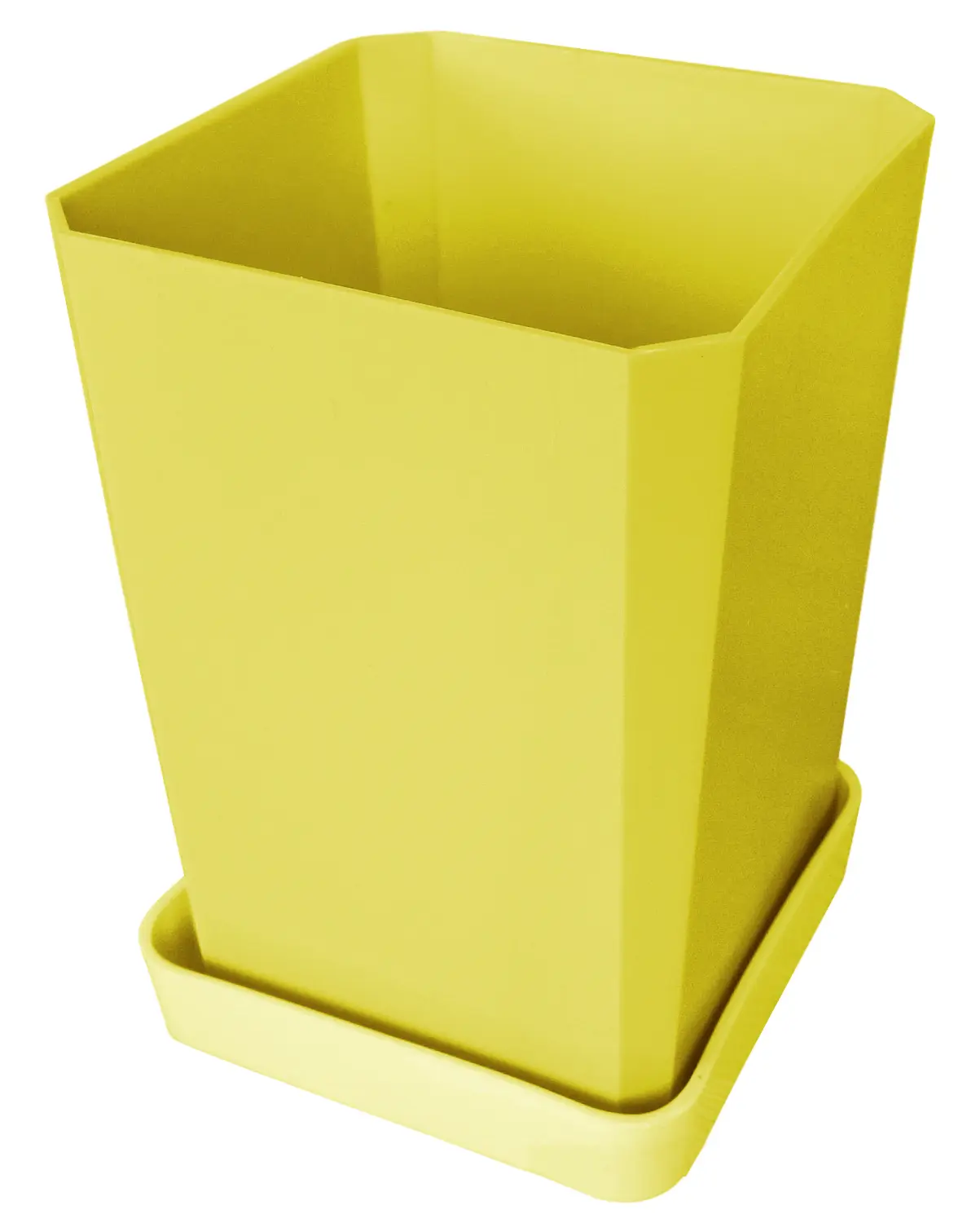 Горшочек пластиковый для рассады (горшок, дно, поддон), жёлтый, 0,75 л, шт