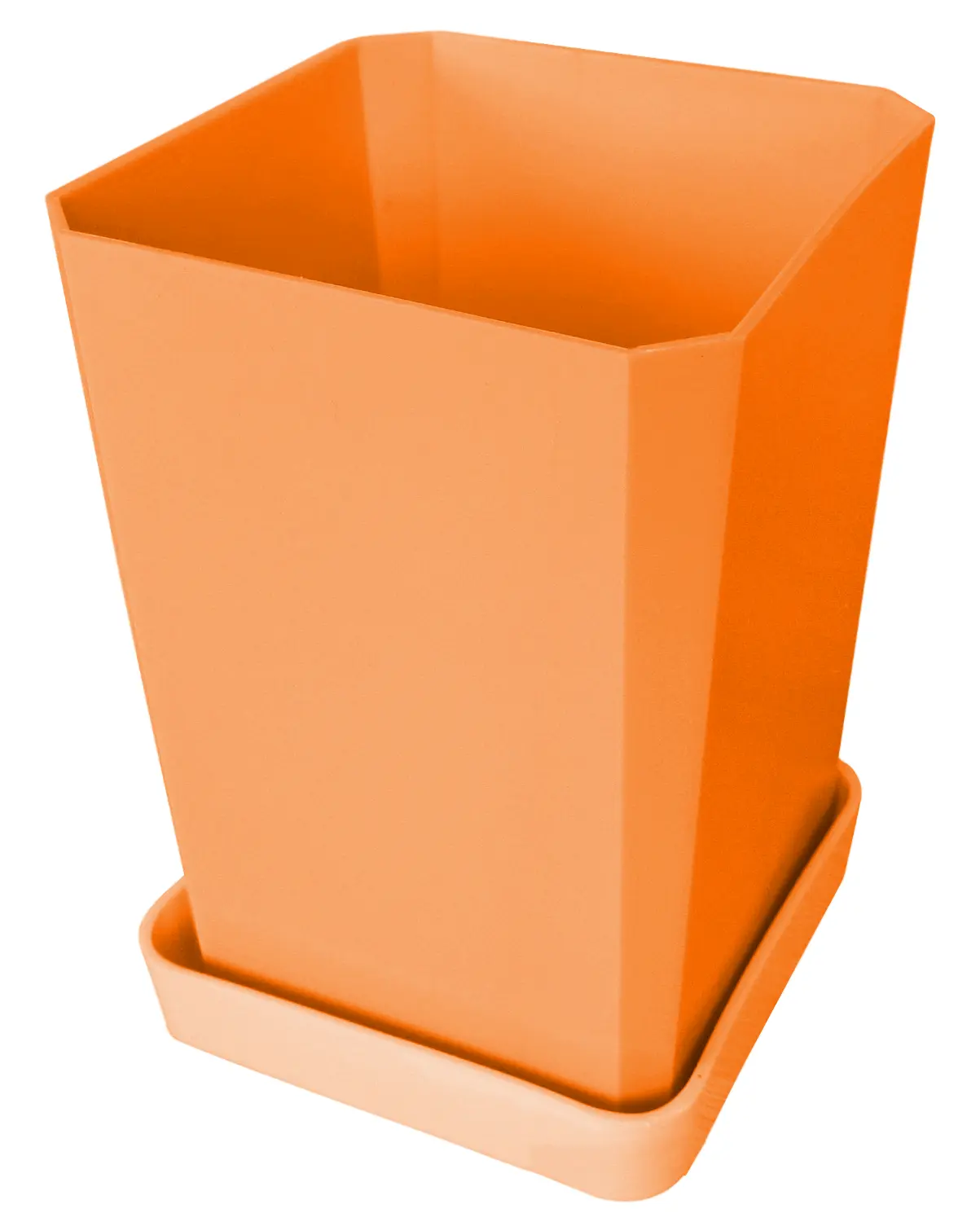 Горшочек пластиковый для рассады (горшок, дно, поддон), оранжевый, 0,75 л, шт