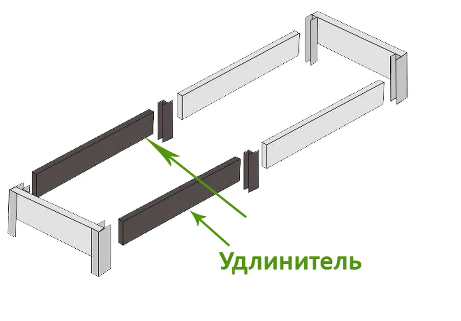 Грядка фактурная из ПВХ, графит, 2,0 х 0,9 х 0,2 м, уп