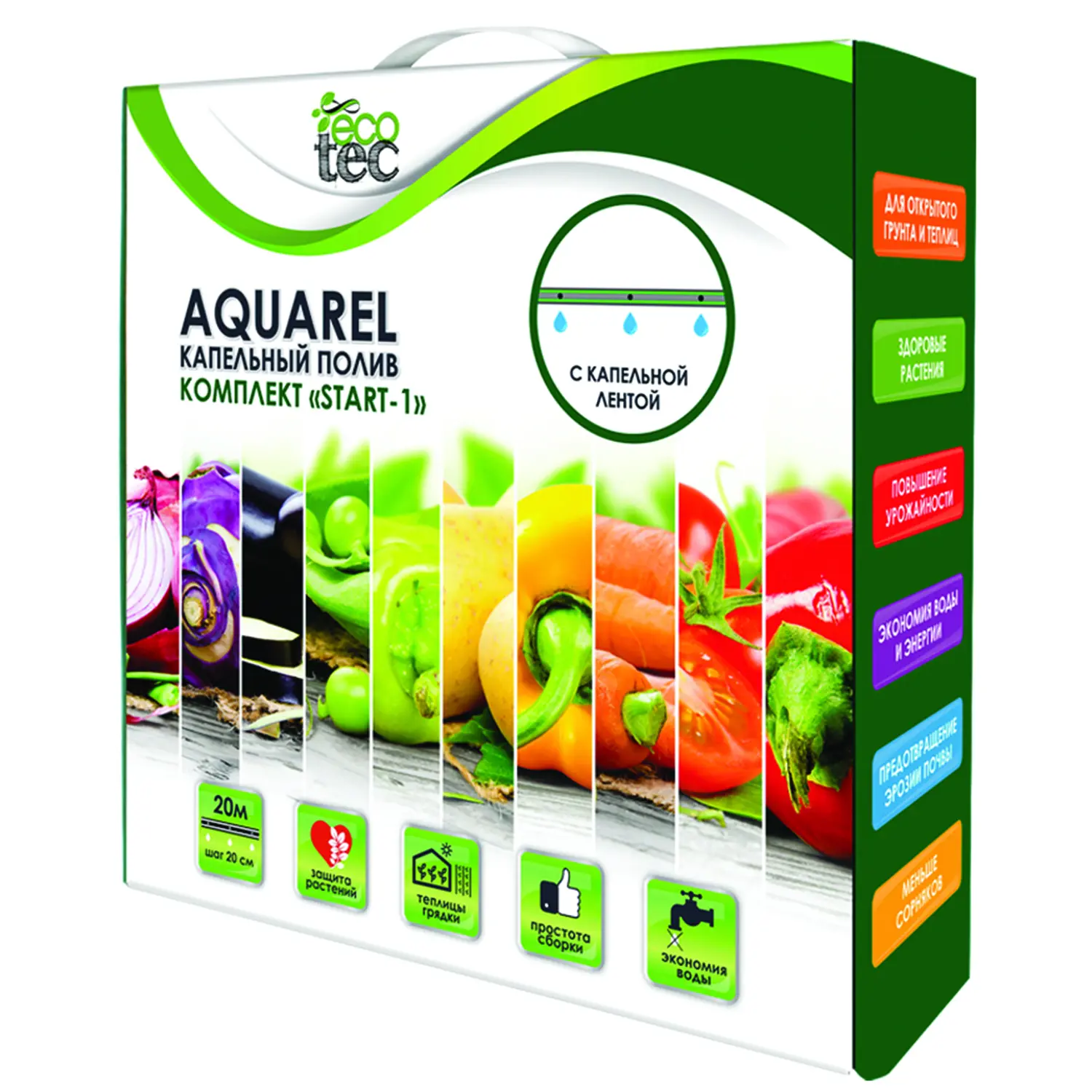 AQUAREL, Комплект для капельного полива "Start-1" с капельной лентой 20 м, уп