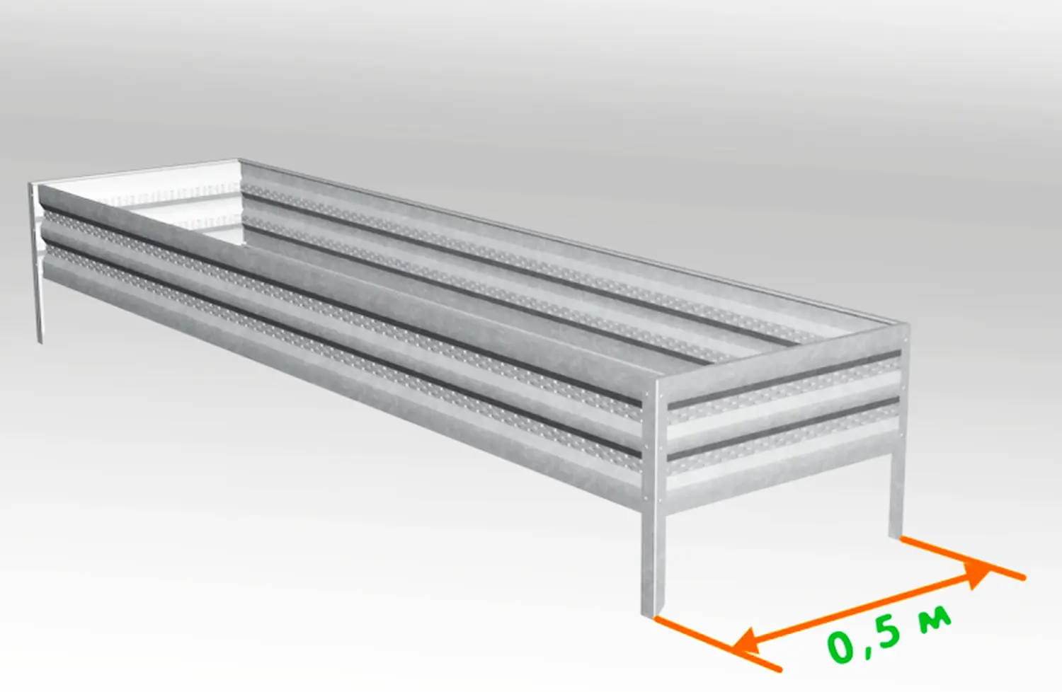 Грядка Perfo металл, 0,2 * 2,0 * 0,5 м, уп 