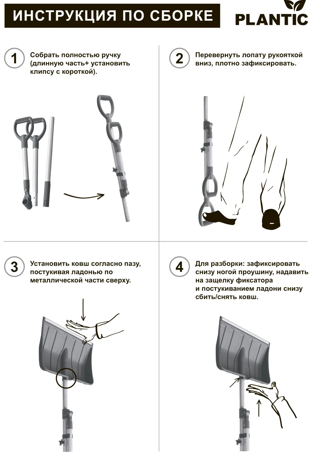 Plantic Лопата для уборки снега сборная Pro, арт 22281-01, шт