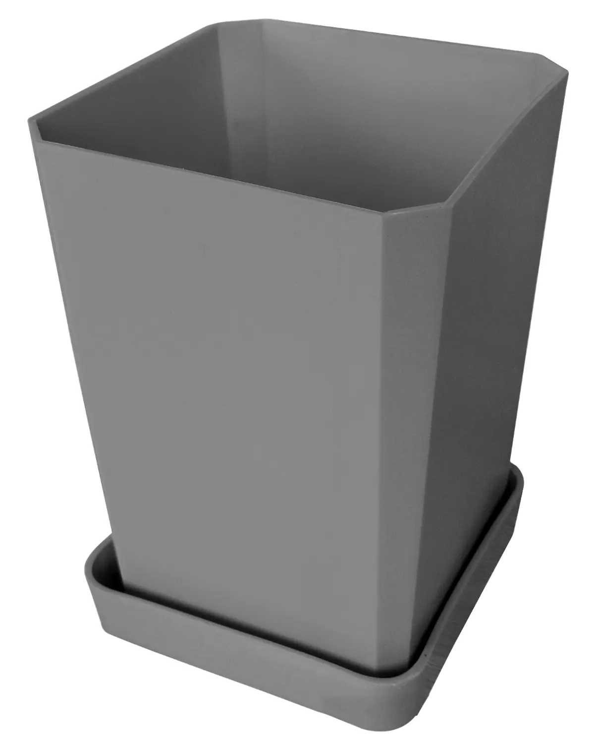 Горшочек пластиковый для рассады (горшок, дно, поддон), серый, 0,75 л, шт