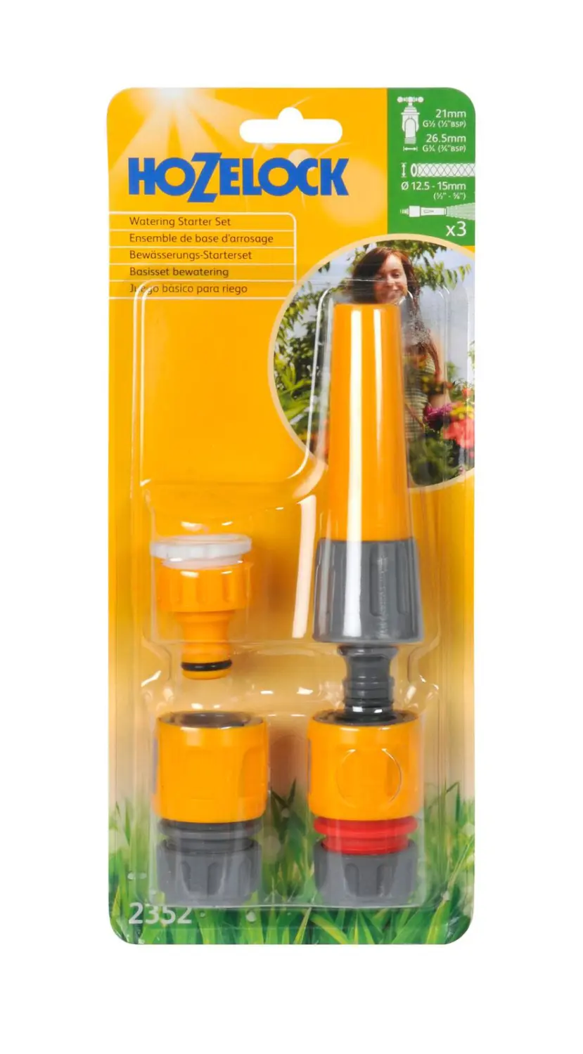 Hozelock 2352 Набор для запуска полива: коннекторы (12,5 мм и 15 мм), наконечник, коннектор для крана, шт