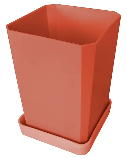 Горшочек пластиковый для рассады (горшок, дно, поддон), розовый(терракотовый), 0,75 л, шт