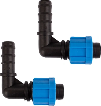 AQUAREL, Деталь №15, Отвод угловой  ПНД 16 мм/кап.лента 16 мм, 2 шт/уп