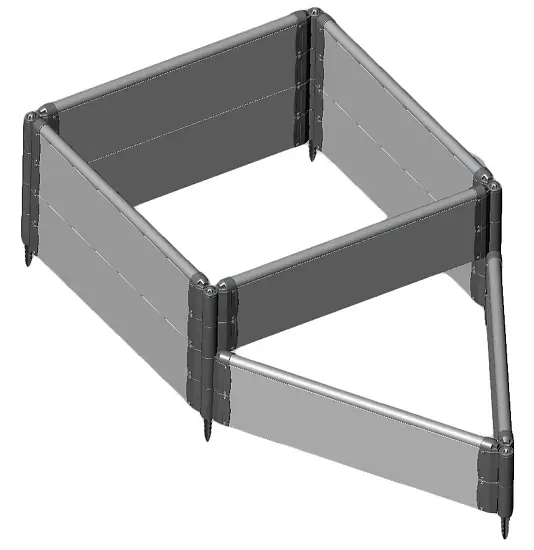 Клумба-конструктор из ПВХ, серый, (h 0,22 м, 3 панели * 0.9 м), уп