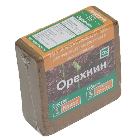 Nekura Грунт кокосовый "Орехнин 1", фр 100% - менее 1мм,   4-5 л