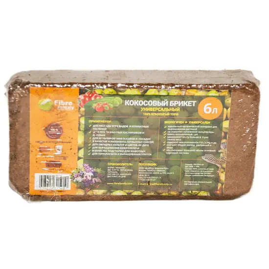 Кокосовый торф в брикетах, 6 л (500 г), шт