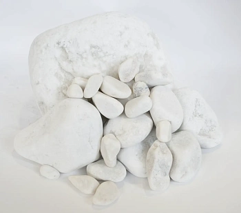 Мрамор белый Галтованный,  90-150 мм, на вес, кг