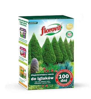 Florovit гранулированный пролонгированного действия для хвойных растений - 100 дней, коробка 1 кг