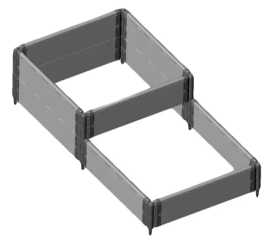 Клумба-конструктор из ПВХ, серый, (h 0,22 м, 3 панели * 0.9 м), уп