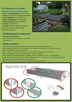Грядка Perfo металл, 0,4 * 2,0 * 1,0 м, уп 