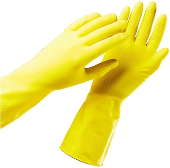 Перчатки резиновые хозяйственные с х/б напылением внутри