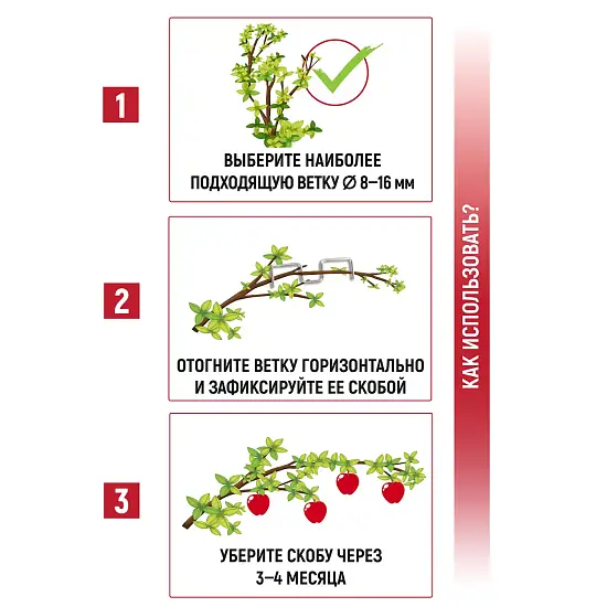 Скобы M-образные для фиксации веток (веткодержатель), сталь, 10 шт/уп