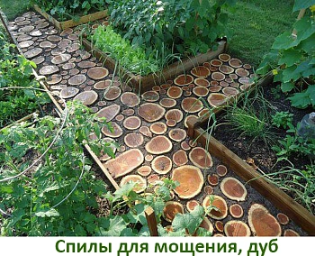 Спилы поквадратно дуб для мощения, (Ø 10-35см, h 8см), м.кв.