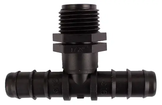 AQUAREL, Деталь №7, Тройник для трубы ПНД 16 мм с наруж резьбой 1/2`, шт