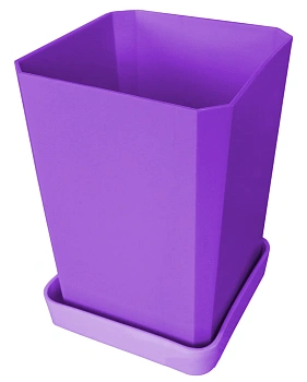 Горшочек пластиковый для рассады (горшок, дно, поддон), фиолетовый, 0,75 л, шт