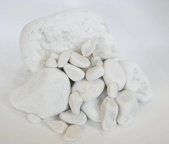 Мрамор белый Галтованный, 150+ мм, на вес, кг