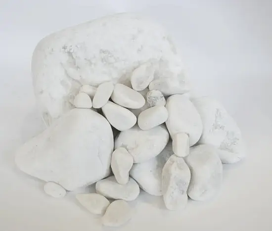 Мрамор белый Галтованный, 150+ мм, на вес, кг