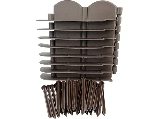 Бордюр декоративный Волна, коричневый, (8 модулей * 32 см + 25 шт креплений), 0,09 x 2,56 м, уп