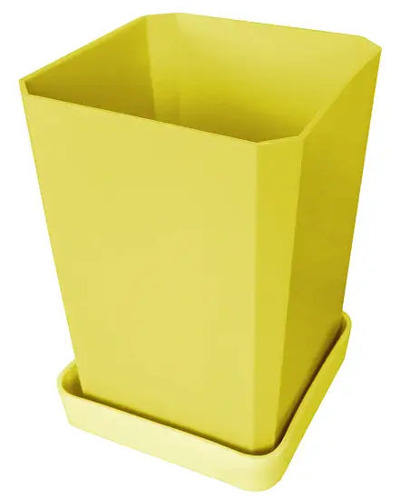 Горшочек пластиковый для рассады (горшок, дно, поддон), жёлтый, 0,75 л, шт