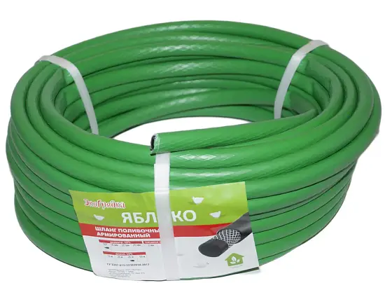 Шланг поливочный армированный Экогрядка, яблоко, 1/2", 1,5 мм, бухта 25 м