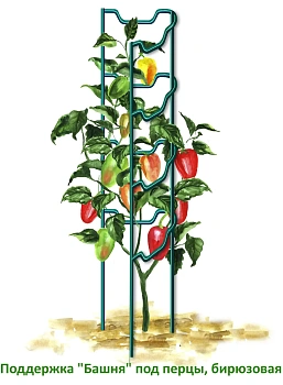 Поддержка "Башня" под перцы, бирюза, h 60 см, шт.