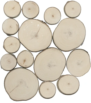 Спилы поквадратно осина шлифовка С корой, (Ø 2-15 см, h 1,5-2см), м.кв.