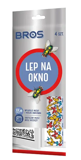BROS - Липкая полоска от мух и фруктовых мошек на окно, горшки, (декоративная), 4 шт/уп