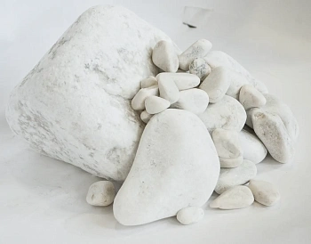 Мрамор белый Галтованный,  90-150 мм, на вес, кг