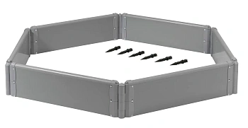 Клумба-конструктор из ПВХ, серый, (h 0,22 м, 3 панели * 0.6 м), уп