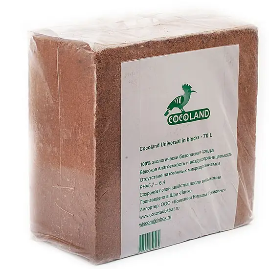 Cocoland Субстрат кокосовый в блоках Cocoland Universal, 65-70 л (5 кг)