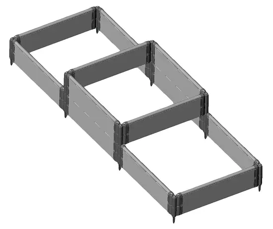 Клумба-конструктор из ПВХ, серый, (h 0,22 м, 3 панели * 0.9 м), уп