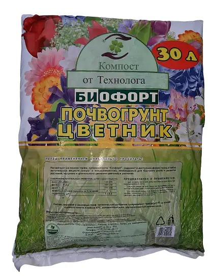 БИОФОРТ Почвогрунт "Цветник", Технолог, 30л