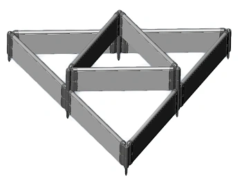 Клумба-конструктор из ПВХ, серый, (h 0,22 м, 3 панели * 1.1 м), уп