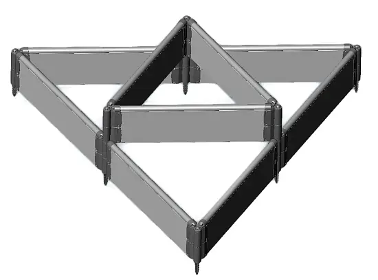 Клумба-конструктор из ПВХ, серый, (h 0,22 м, 3 панели * 0.9 м), уп