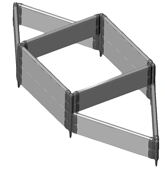 Клумба-конструктор из ПВХ, серый, (h 0,22 м, 3 панели * 1.1 м), уп