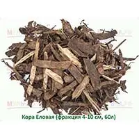 Крупная фракция еловой коры для декоративного мульчирования газонов и клумб